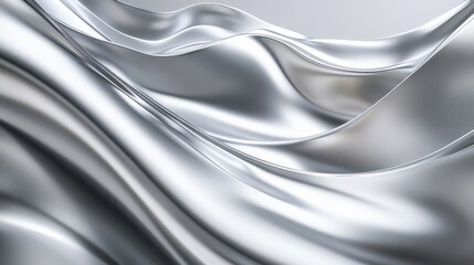 Abstract brushed metal background with silver and platinum waves - Elegant and modern design