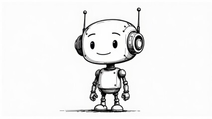 Obraz premium black and white silhouette smiling chatbot