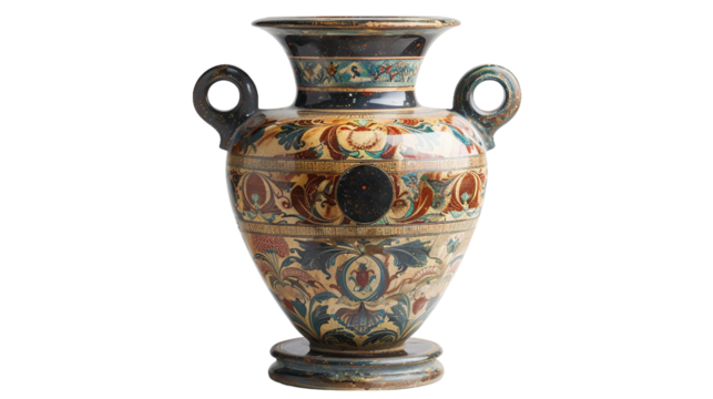 Cosmic Inspired Vase with Celestial Motifs on white background