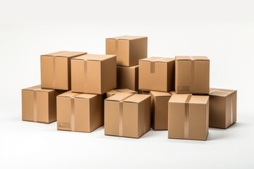 Obraz premium Cartons cardboard box white background.