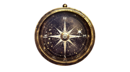 Astral Navigation with Celestial Compass on white background
