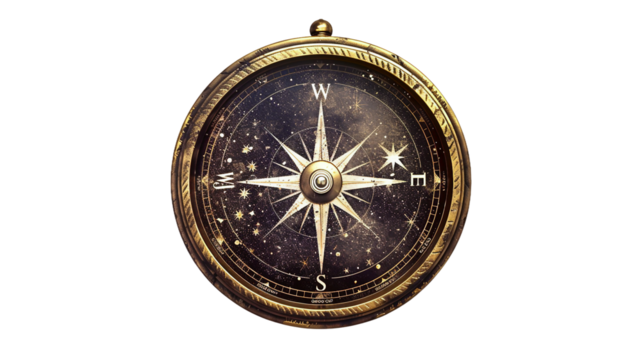 Astral Navigation with Celestial Compass on white background