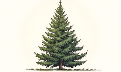 Fototapeta premium .Illustration of trees, leaves, grass and various botanical elements on a white background.