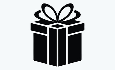 Gift box silhouette, christmas present icon, vector illustration