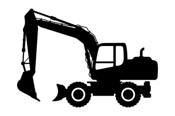 silhouette of a wheel excavator icon symbol vector illustration