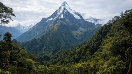 Fototapeta premium Majestic mountain hiking adventure in the andes nature photography serene environment wide angle view