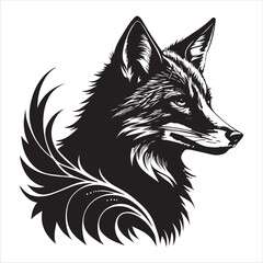 Fox Head Silhouette – Bold and Striking Fox Face Design.
