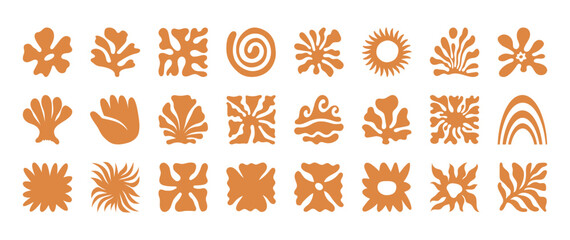 Vector seamless pattern in simple floral wavy and groovy naive style, ocean and vacation theme,  flowers and plants, floral botanic hand drawn design templates, modern art prints, surface design