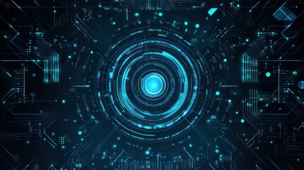 Abstract circuit board, technology, glowing center, futuristic design, background image, digital illustration, graphic art