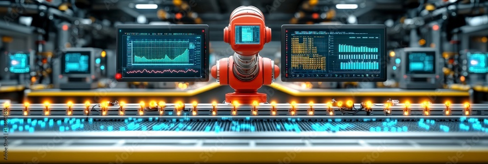 Poster robotic arm monitors high-tech data analytic systems