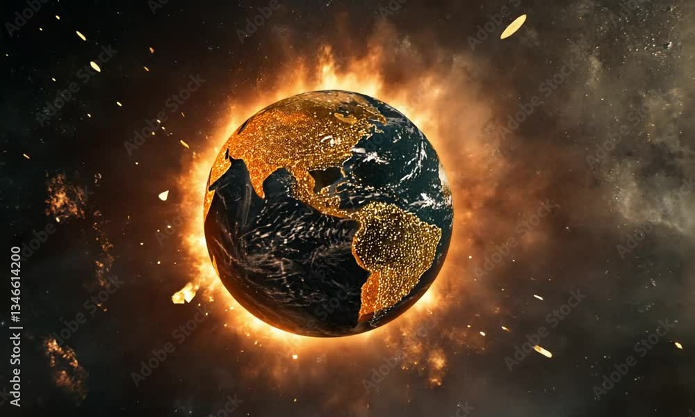 Poster earth in a digital galaxy with glowing data streams and the universal access to information icon rot