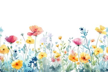 Summer flowers border nature outdoors painting.
