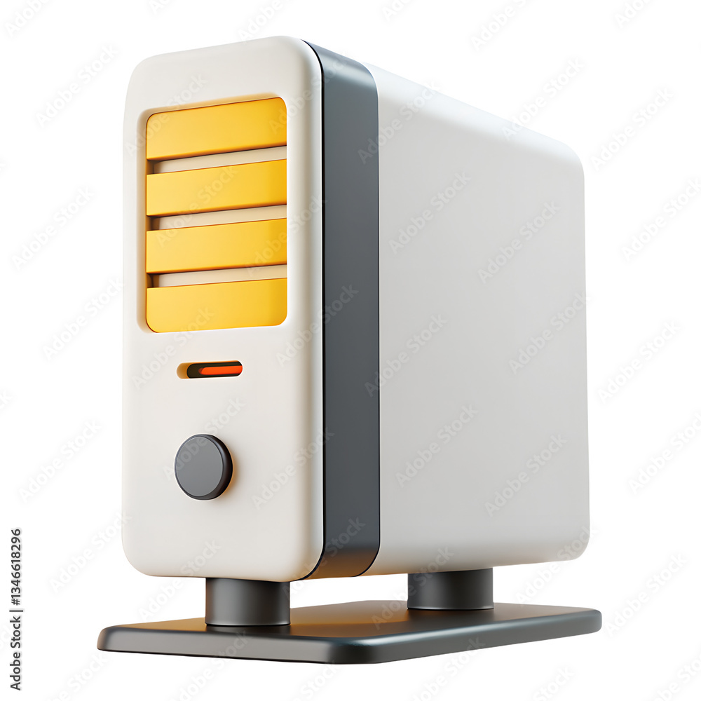 Poster white system unit of a computer icon. 3d rendering isolated on white background. cartoon plastic sty
