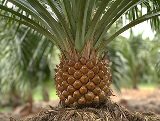 Obraz premium Closeup of Palm Tree Fruit Cluster in Plantation