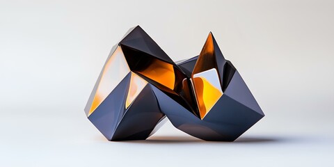 Fototapeta premium Futuristic Geometric Sculpture: Abstract Art Reflecting Light