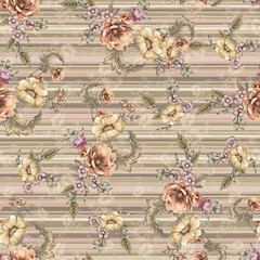 flower and Colorfull Flowers background watercolor Textile Design - illustration	