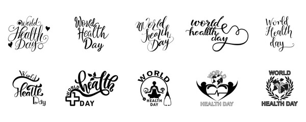 World Health Day Logo & Typography Designs for awareness campaigns.