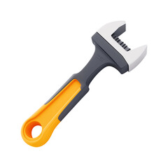 Obraz premium Adjustable wrench with orange and gray grip PNG on Transparent Background