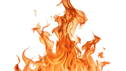 Realistic Orange Flames – Transparent PNG Fire or isolated on white background.