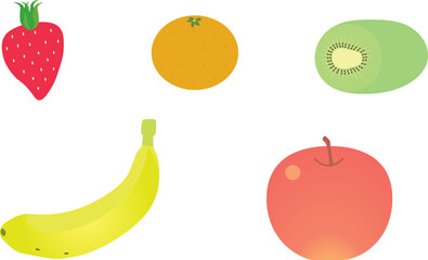 身近な果物のシンプルなイラストセット