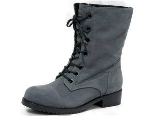 Elegant Studio Shot of Grey Suede Knee-High Boots with Lace-Up Detail