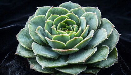Fototapeta premium Close Up of Echeveria Rosette on Velvet Background