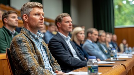 Attendees focused in a lecture hall