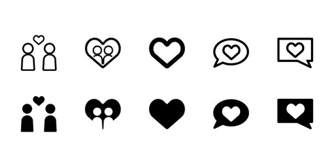 恋愛に関するアイコンイラストセット