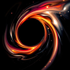 Tourbillon de feu et lumière en mouvement sur fond noir