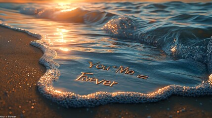  "I Love You" Written in Sand on Beach at Sunset