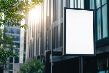 White mock up billboard on a modern city background