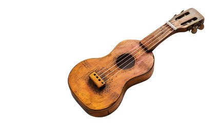 Naklejka premium Charming Wooden Toy Guitar Melodic Toy on white background