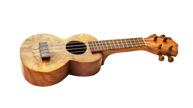 Rustic Guitar Strumming Charm Wooden Instrument on white background