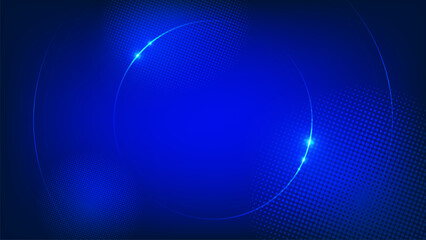 Dark blue simple background with circle elements and halftone dots.