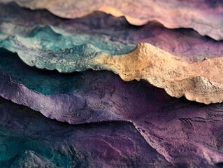 Naklejka premium Textured paper creates colorful layered abstract waves.