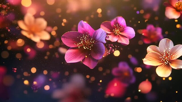 Colorful Abstract Flower Background with Soft Glowing Lights