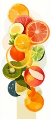 Colorful citrus and fruit slices arranged artfully.