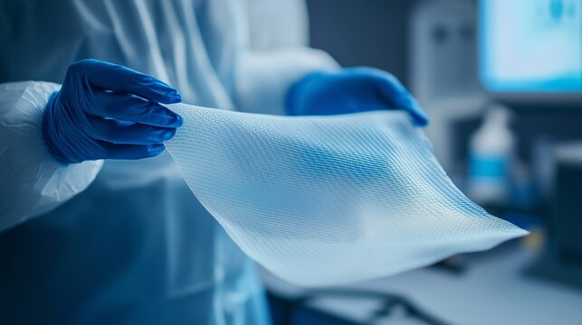 Artificial skin transplant concept, 3D printed tissue for wound healing and burn treatment. Biomedicine and biotechnology innovation in healthcare. Generative AI.
