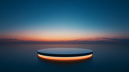 Future oriented seaside product display circular stage