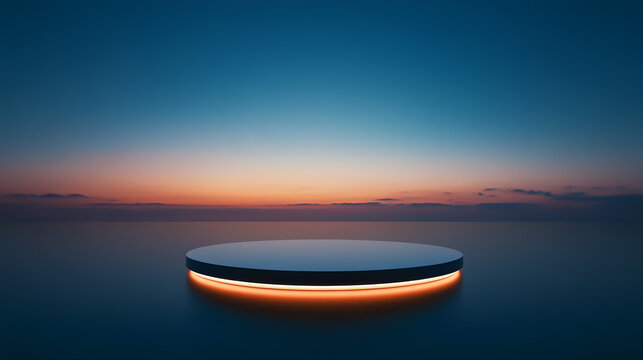 Future oriented seaside product display circular stage