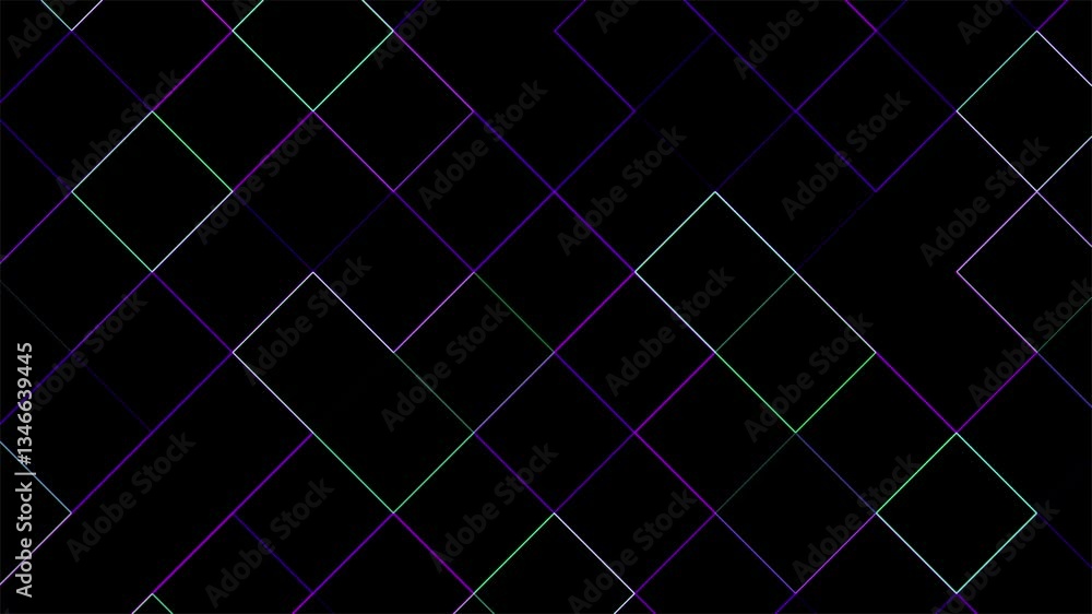 Poster digital geometry neon line patterns on a black background