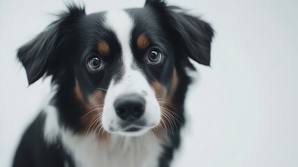 Fototapeta premium Mixed breed dog looking at camera against white background