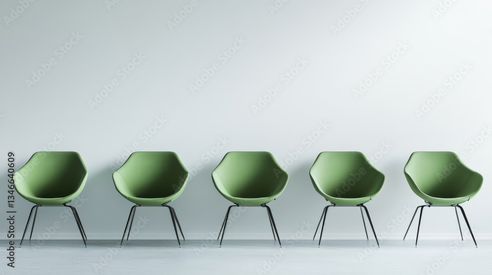 Fototapete a visually appealing stock photo featuring green chairs with different base styles, each labeled wit