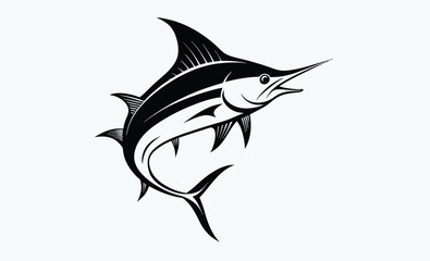 Marlin fish silhouette, blue marlin icon, vector illustration