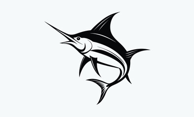 Marlin fish silhouette, blue marlin icon, vector illustration