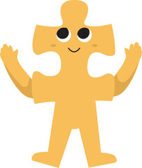 Playful Cartoon Puzzle Piece Character