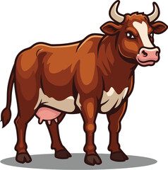 Fototapeta premium Cartoon Brown Cow with White Markings