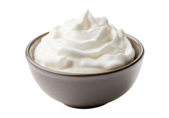 White bowl of mayonnaise isolated on a white background, png
