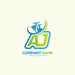 AJ Letter Local Cleaning vector logo. Cleaning service logo vector