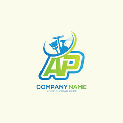 AP Letter Local Cleaning vector logo. Cleaning service logo vector
